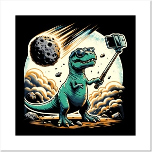 Dinosaur T-Rex Selfie Novelty Funny Dinosaur Posters and Art